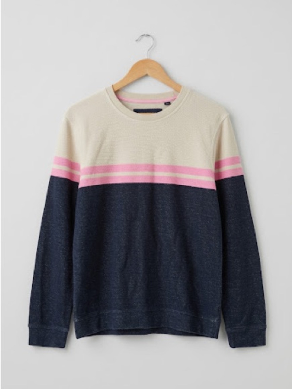 Ted Baker London Colorblock Striped Crewneck Shirt Navy Cream Pink Size Small
